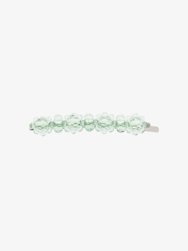 Green Crystal Flower Hair Clip