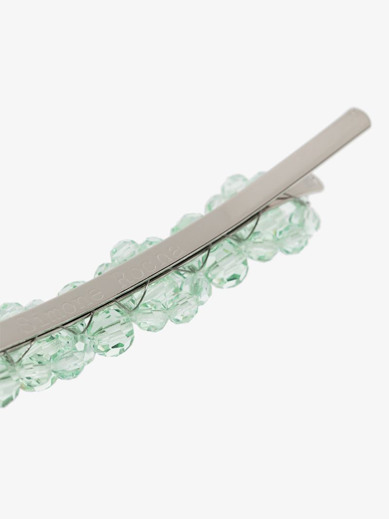 Green Crystal Flower Hair Clip