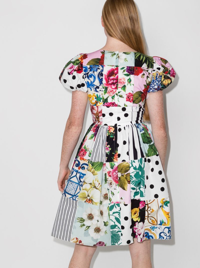Patchwork Print Flared Dress
