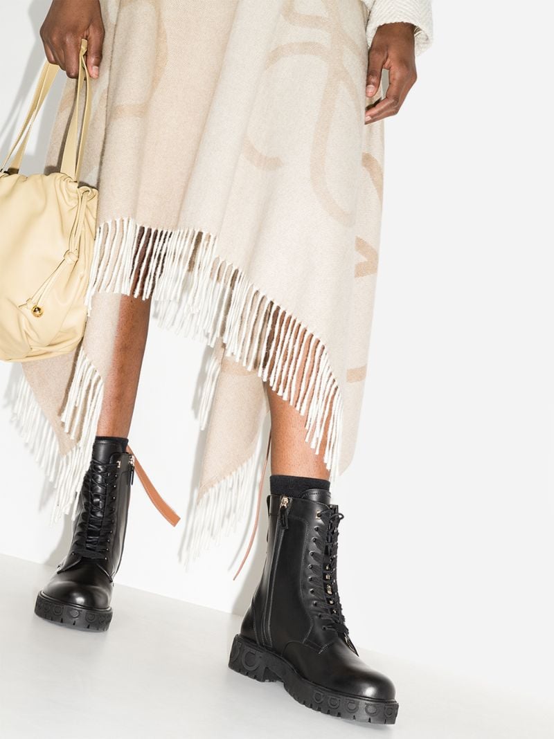 Black 30 Gancini Leather Biker Boots