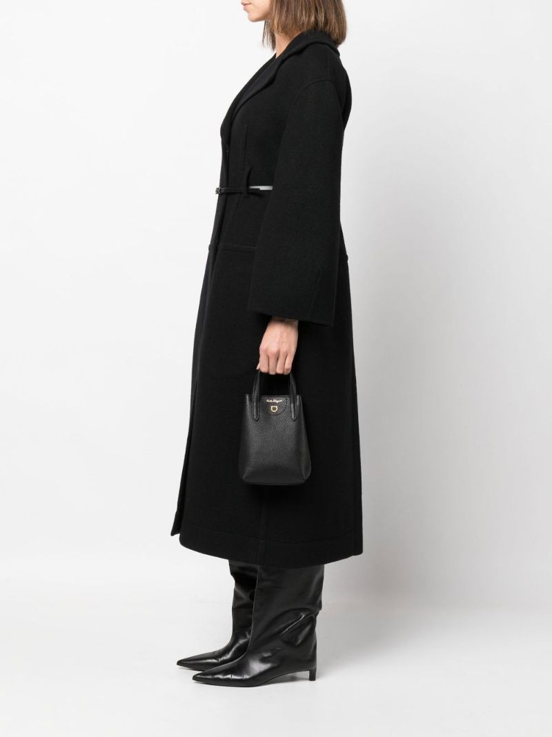 Black Gancini Logo Mini Leather Tote Bag