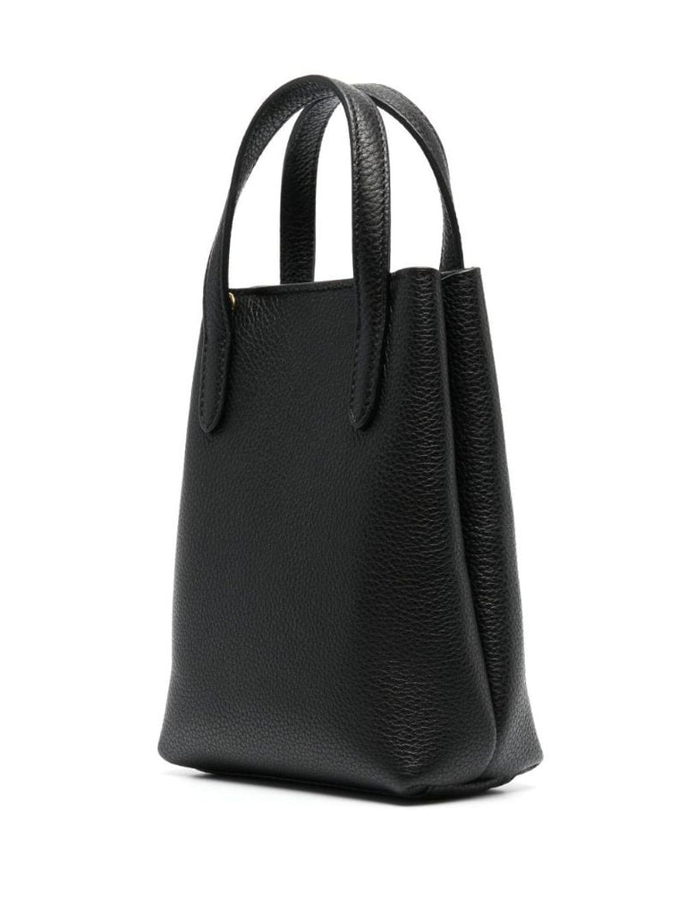 Black Gancini Logo Mini Leather Tote Bag