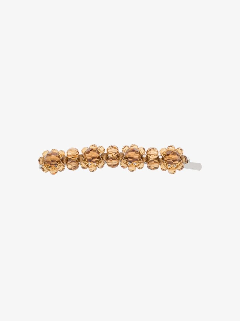 Brown Crystal Flower Hair Clip