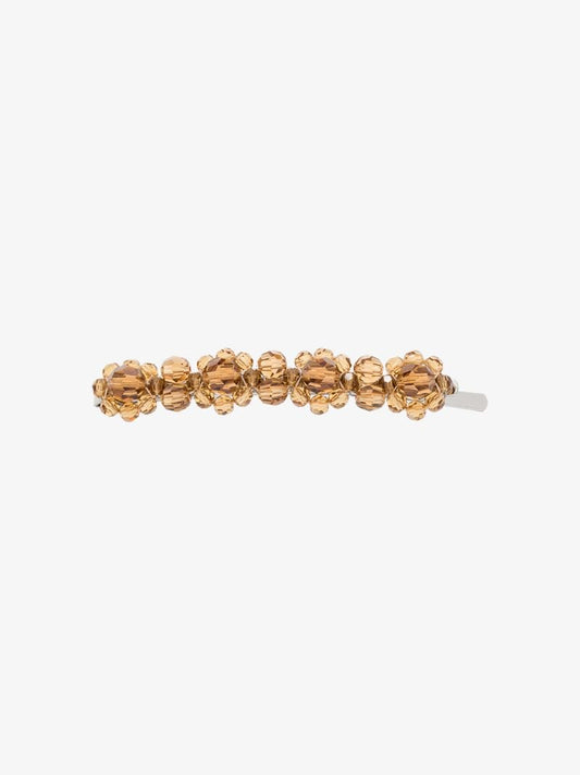 Brown Crystal Flower Hair Clip