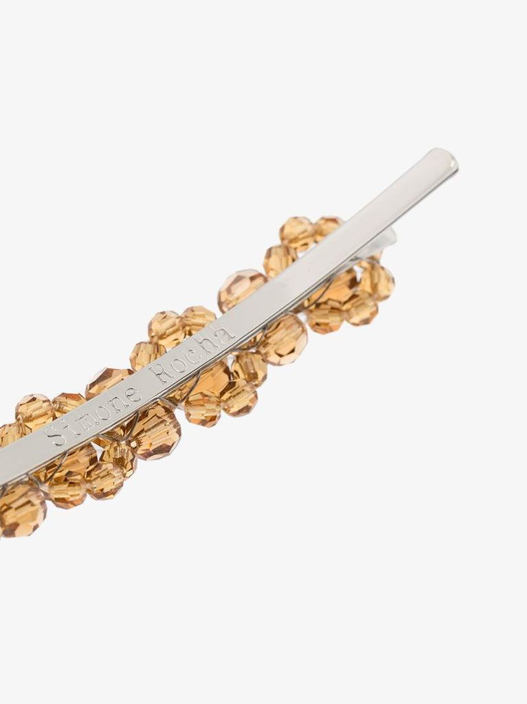Brown Crystal Flower Hair Clip