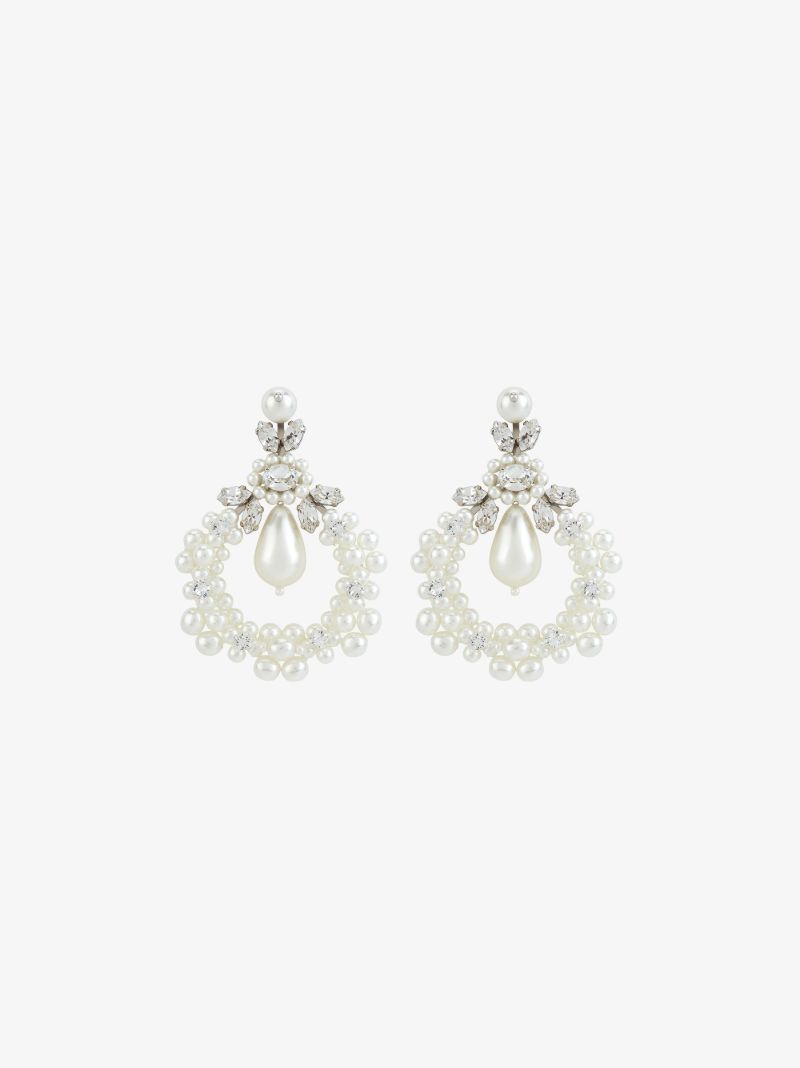 White Cameo Embellished Earrings
