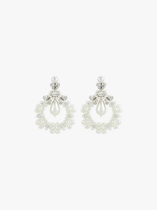 White Cameo Embellished Earrings