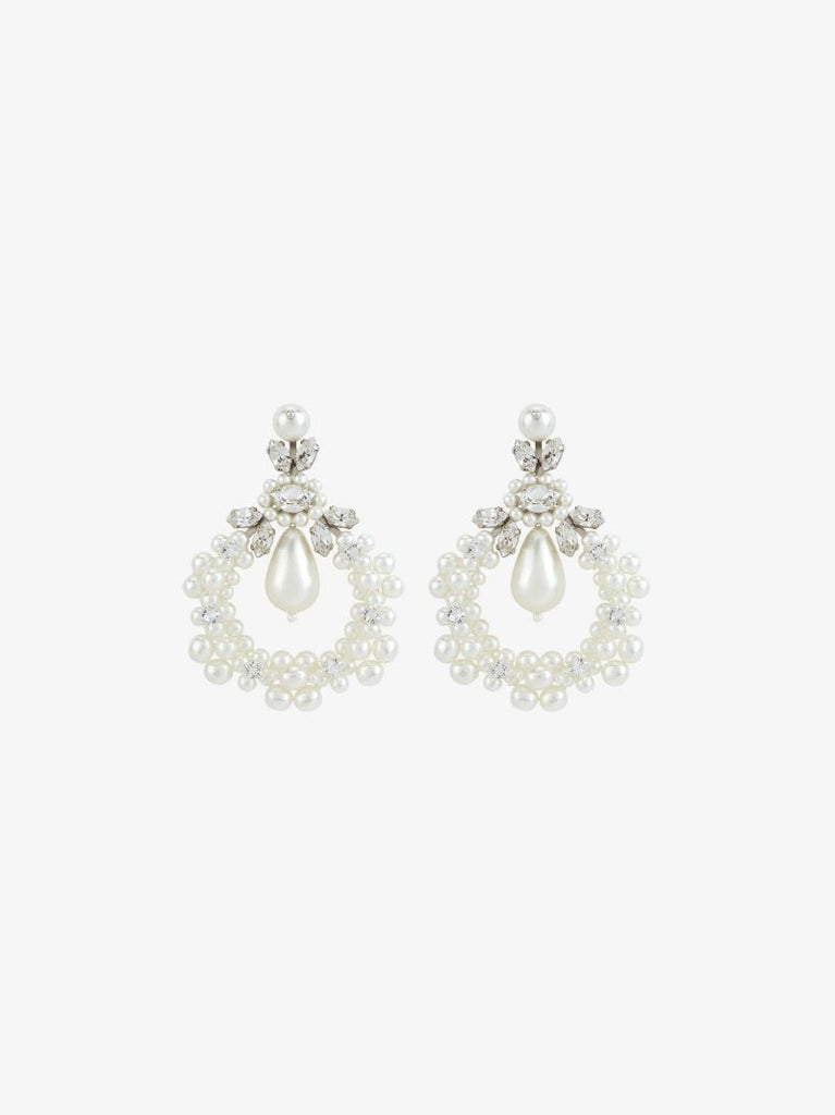 White Cameo Embellished Earrings