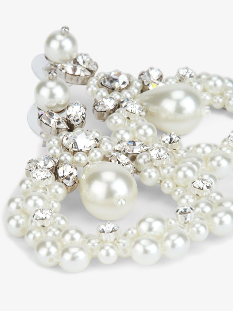 White Cameo Embellished Earrings