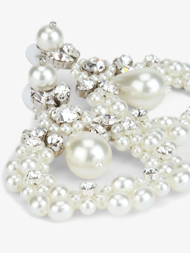 White Cameo Embellished Earrings