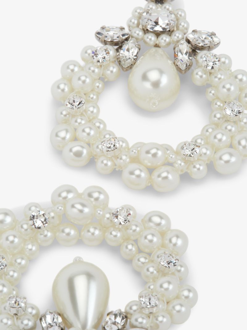 White Cameo Embellished Earrings