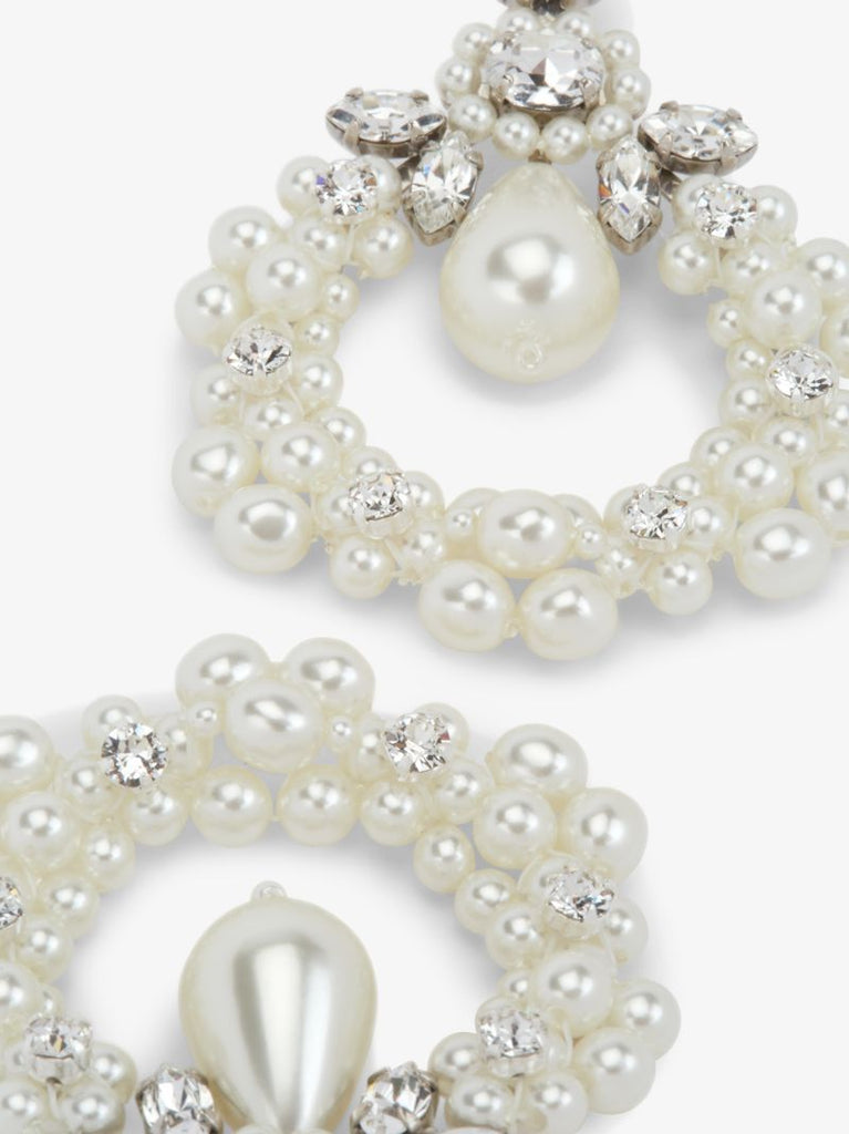 White Cameo Embellished Earrings