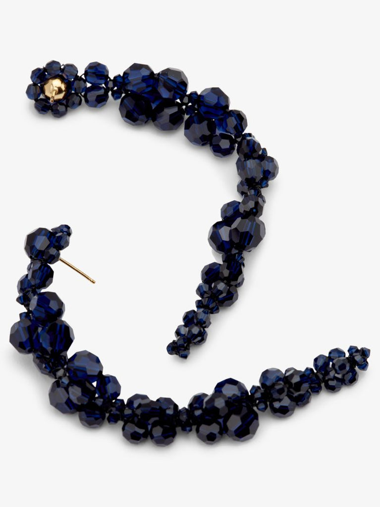 Navy Blue Beaded Drop Earrings