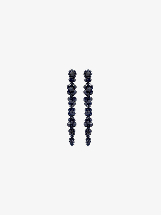 Navy Blue Beaded Drop Earrings