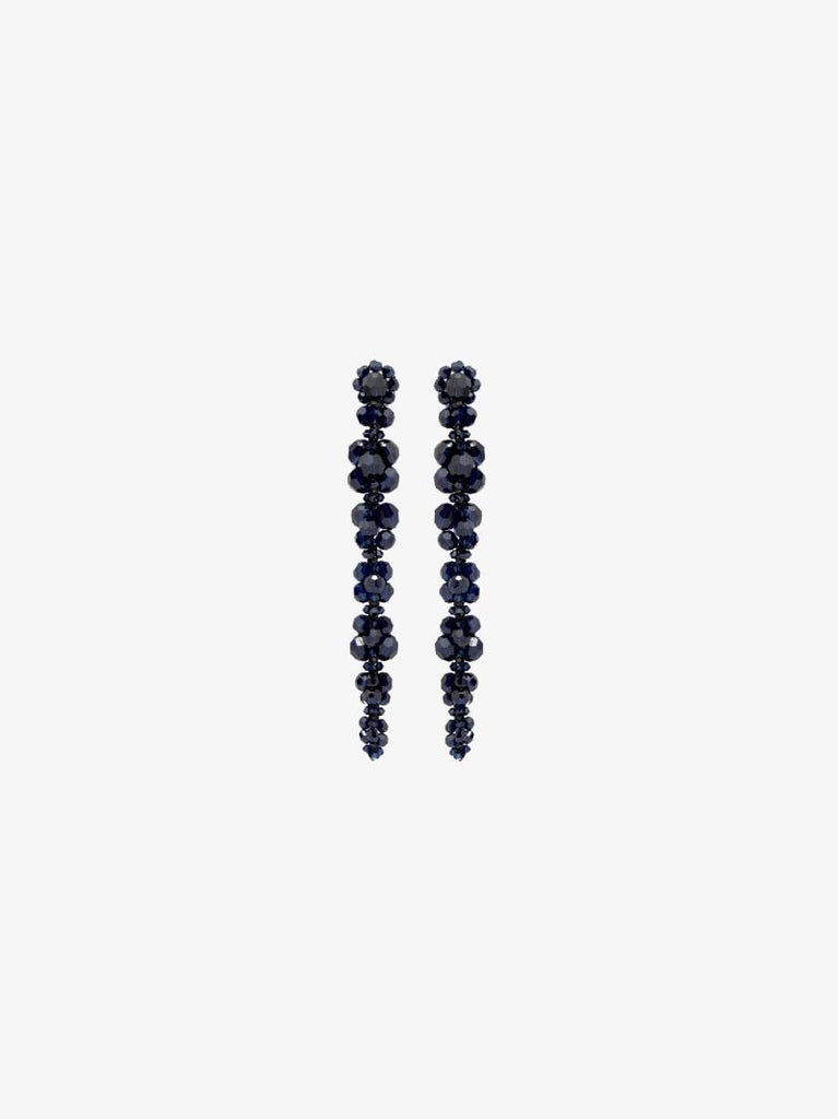Navy Blue Beaded Drop Earrings