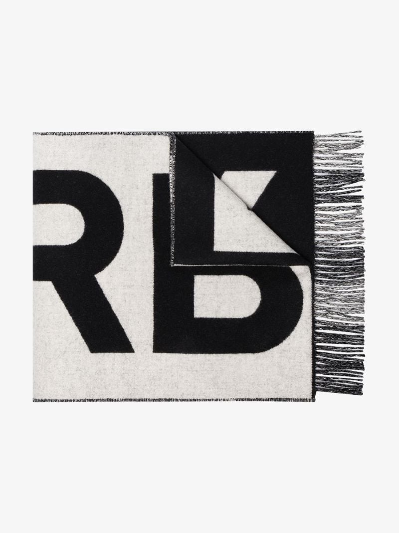 Black and White Logo Cashmere Scarf