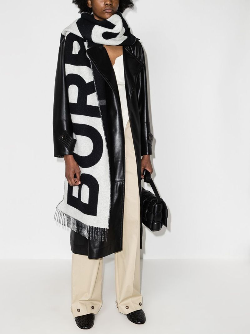 Black and White Logo Cashmere Scarf