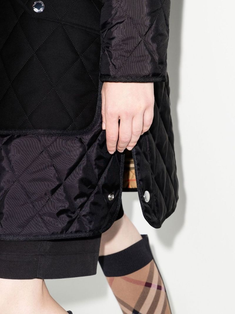 Black Hooded Quilted Coat