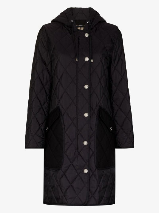 Black Hooded Quilted Coat