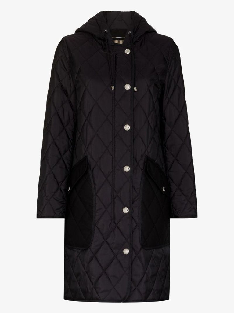 Black Hooded Quilted Coat