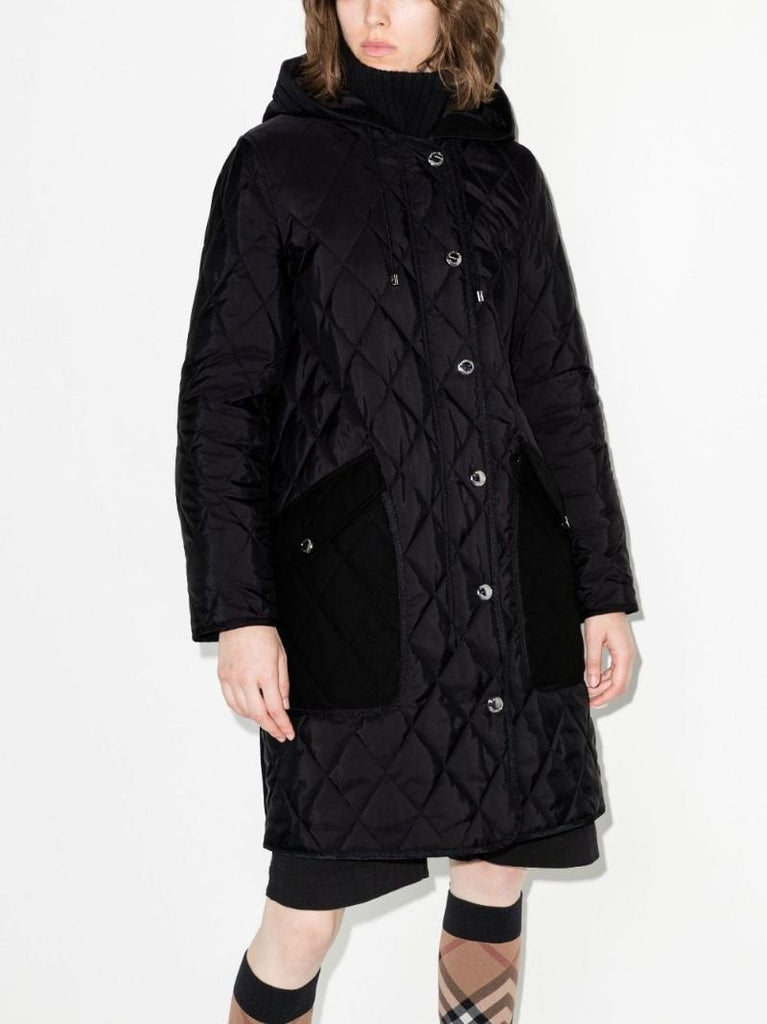 Black Hooded Quilted Coat