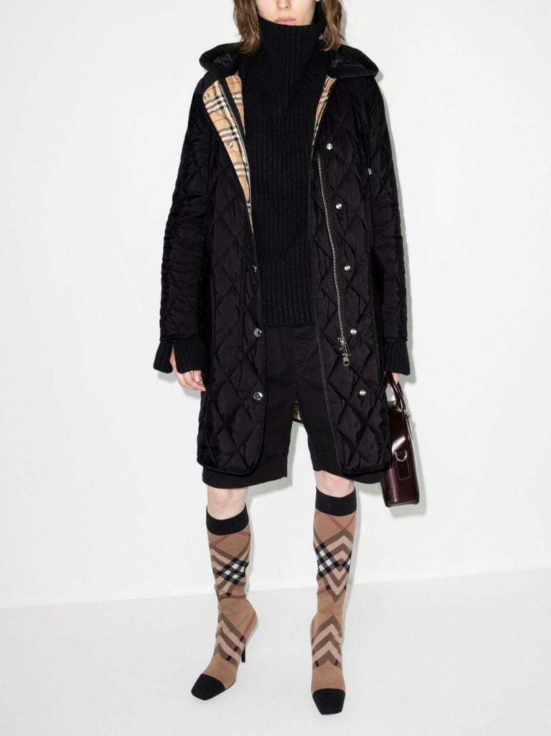 Black Hooded Quilted Coat