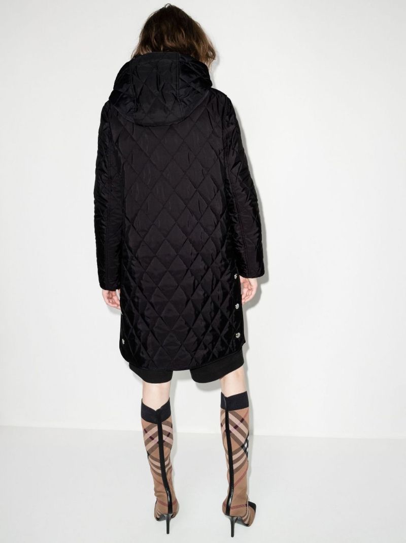 Black Hooded Quilted Coat