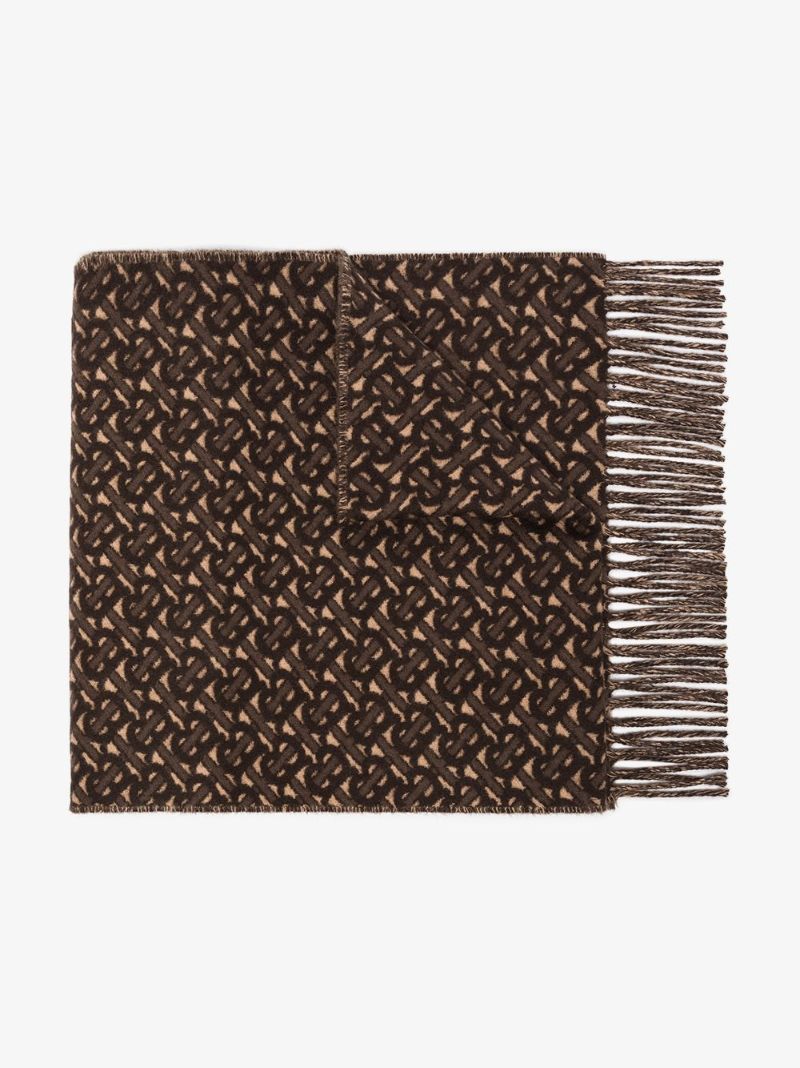 Brown Monogram Jacquard Cashmere Scarf