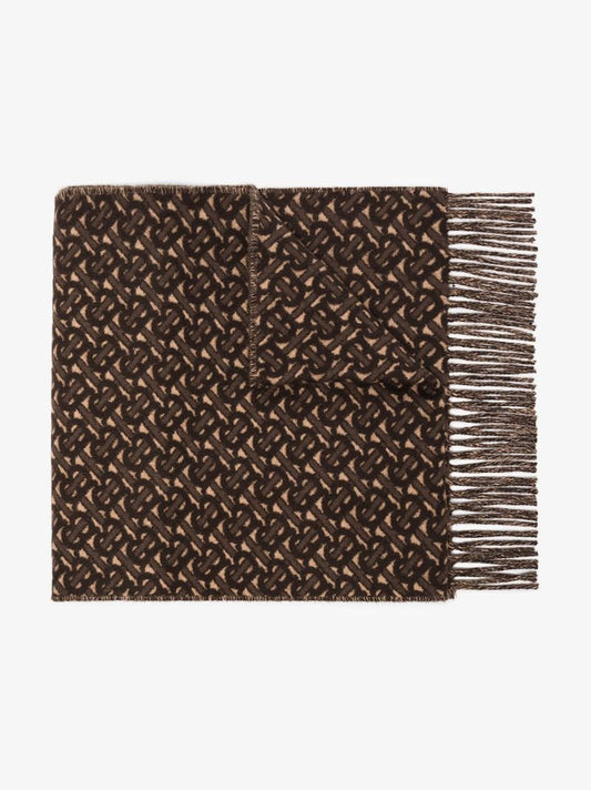 Brown Monogram Jacquard Cashmere Scarf