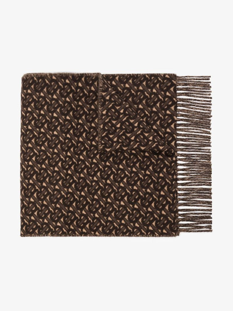 Brown Monogram Jacquard Cashmere Scarf