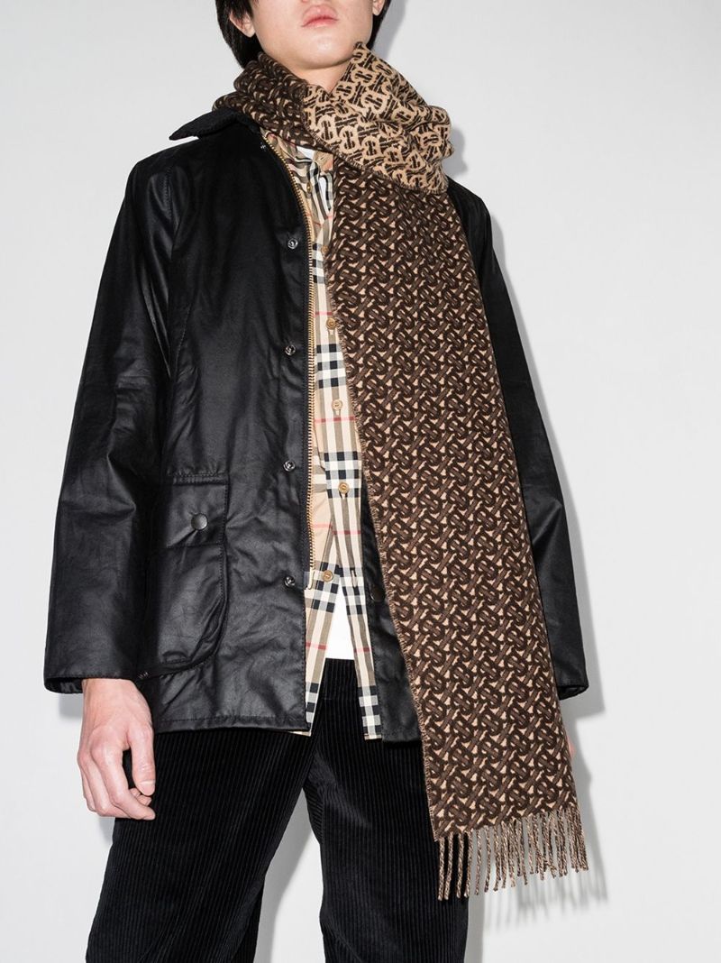 Brown Monogram Jacquard Cashmere Scarf