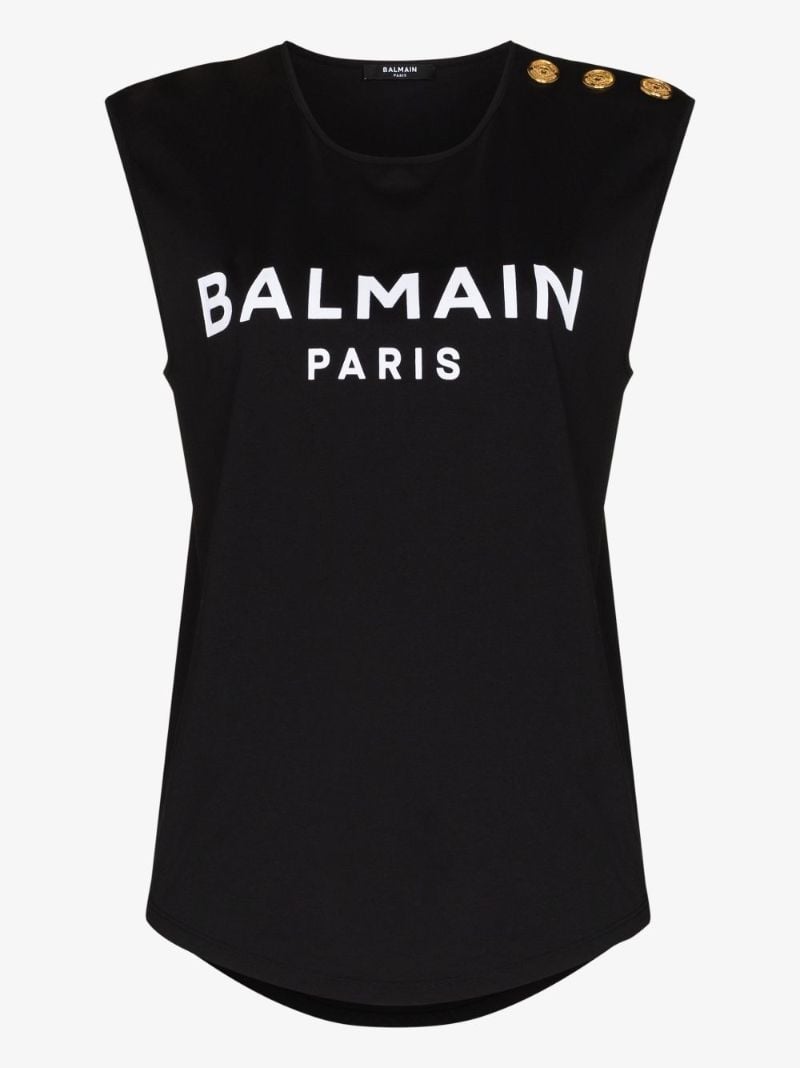 Black Logo Cotton Tank Top