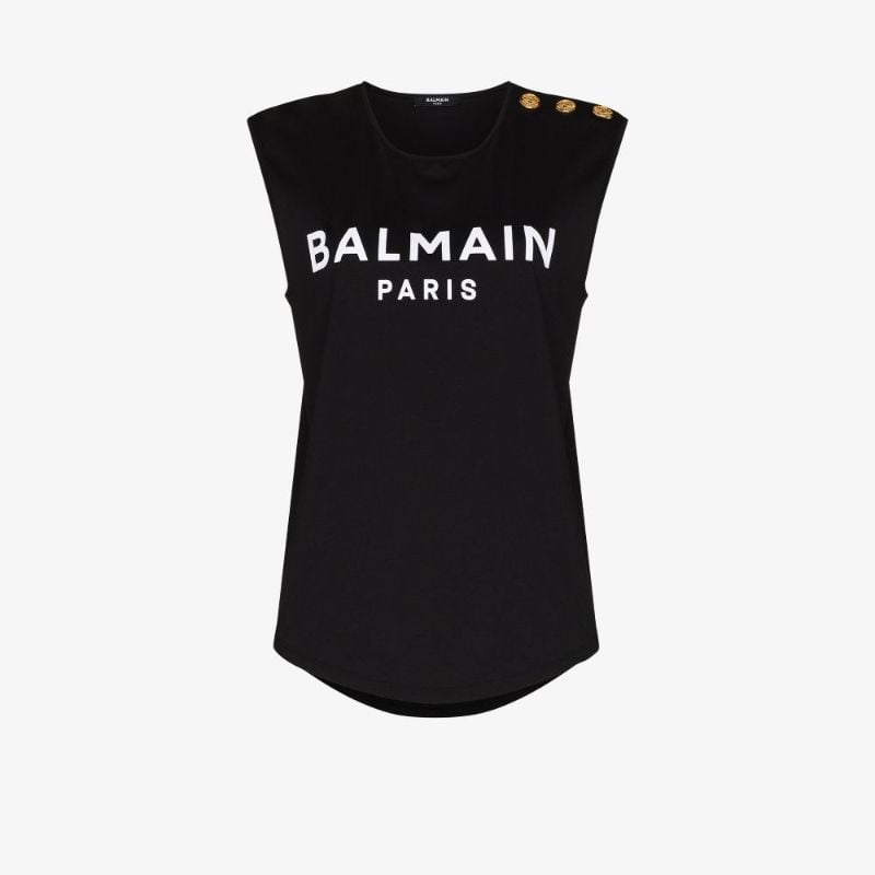 Black Logo Cotton Tank Top