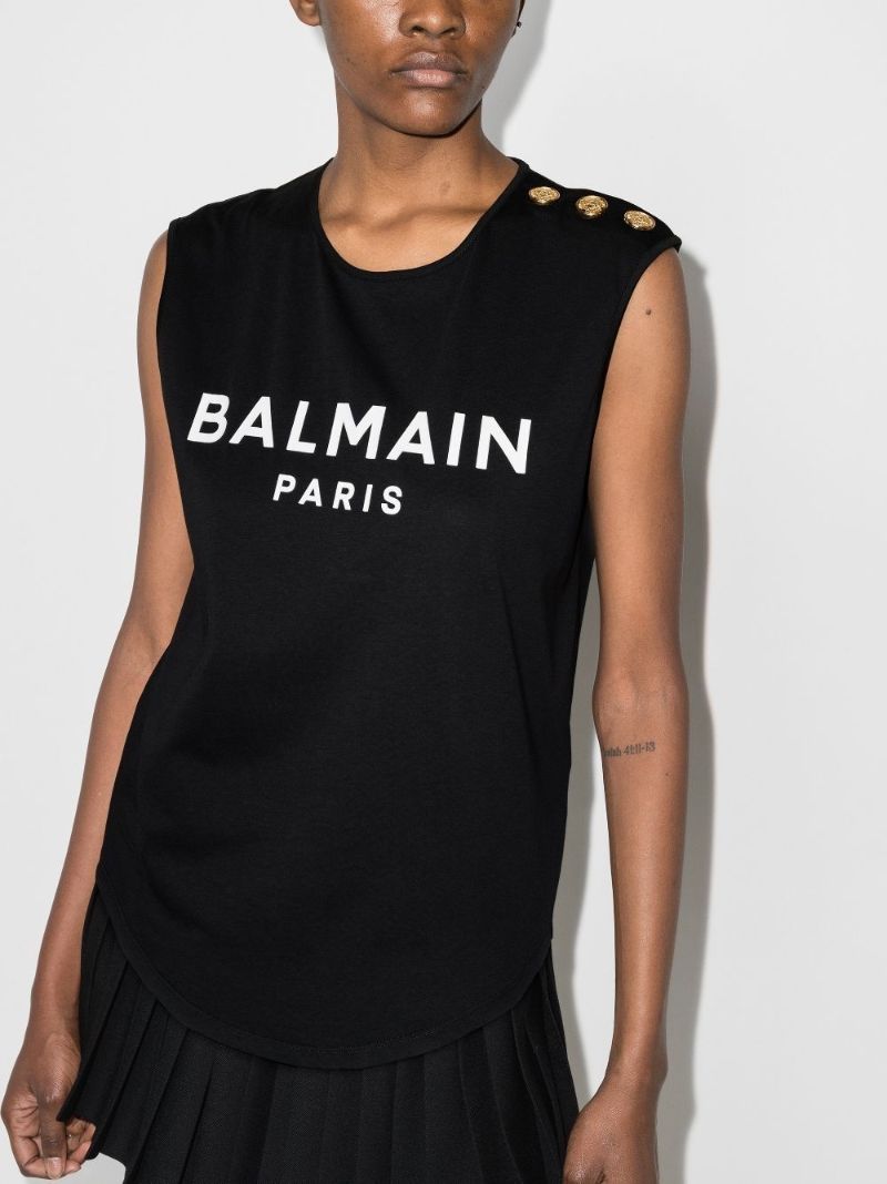 Black Logo Cotton Tank Top