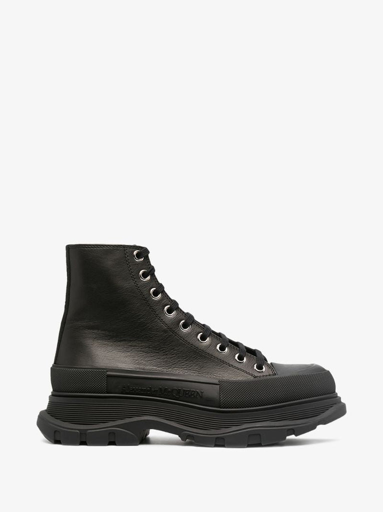 Black Tread Slick Lace-up Boots