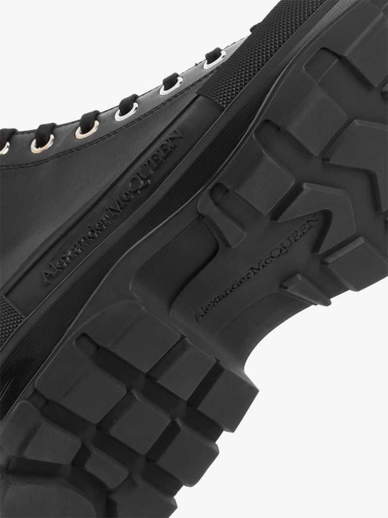 Black Tread Slick Lace-up Boots
