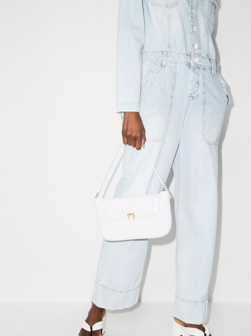 White Miranda Mock Croc Leather Shoulder Bag