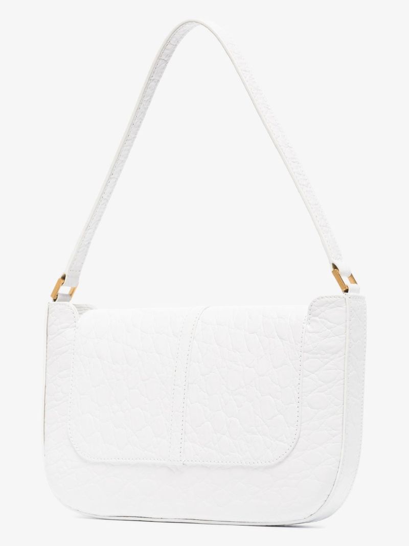 White Miranda Mock Croc Leather Shoulder Bag