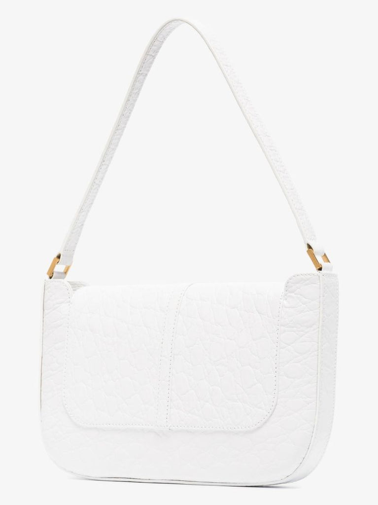 White Miranda Mock Croc Leather Shoulder Bag