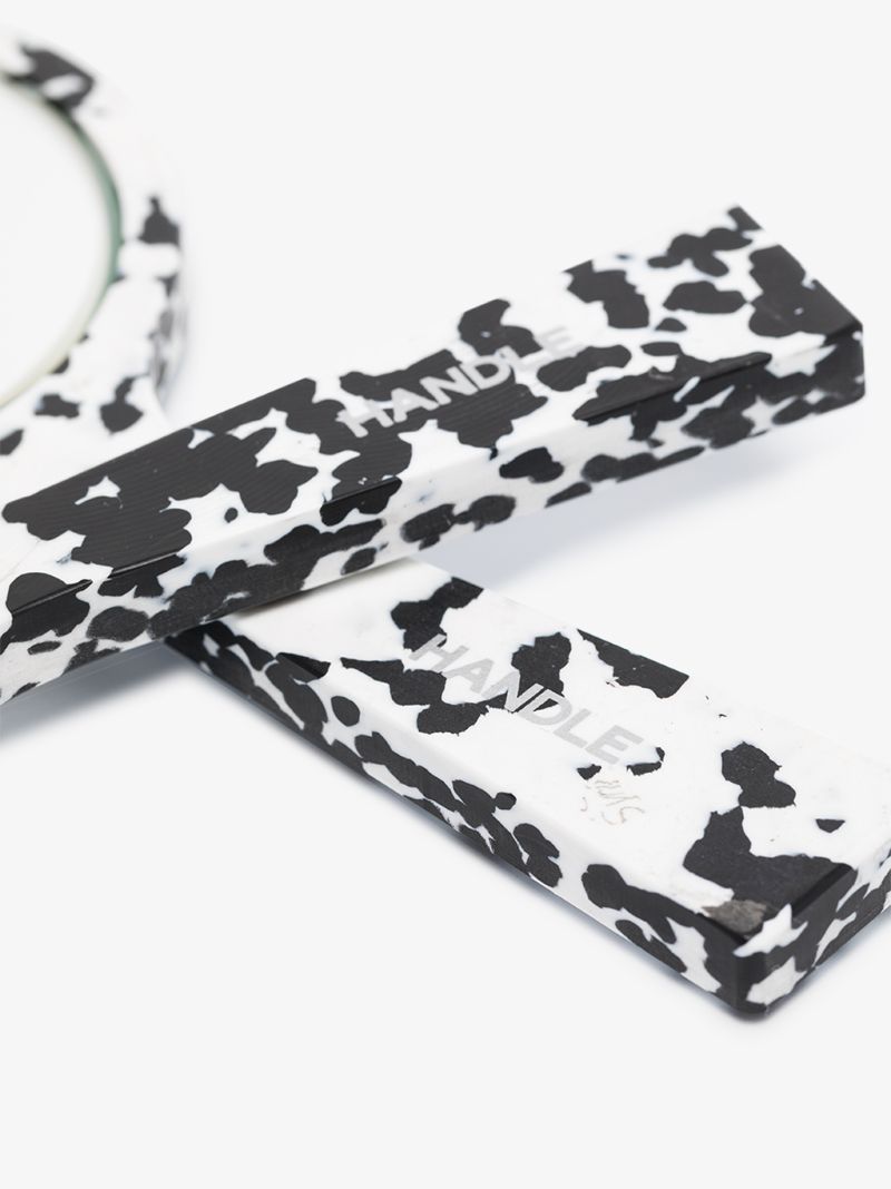 Black and White Brush and Mirror Set