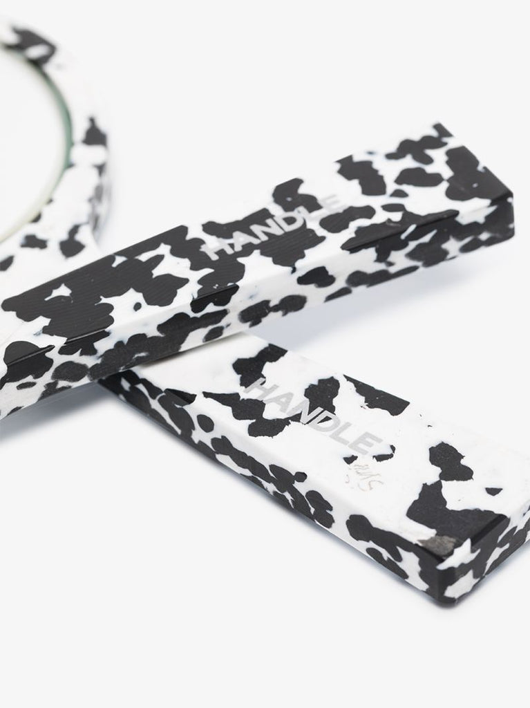 Black and White Brush and Mirror Set