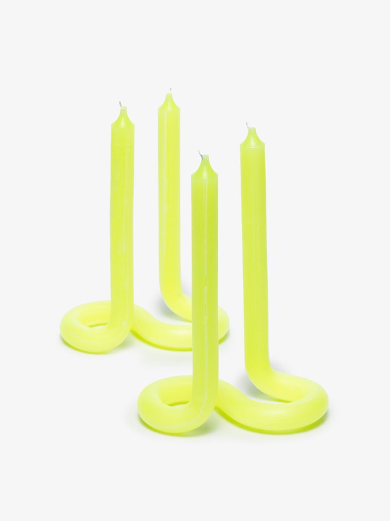 Yellow Twist Fluo Candle Set
