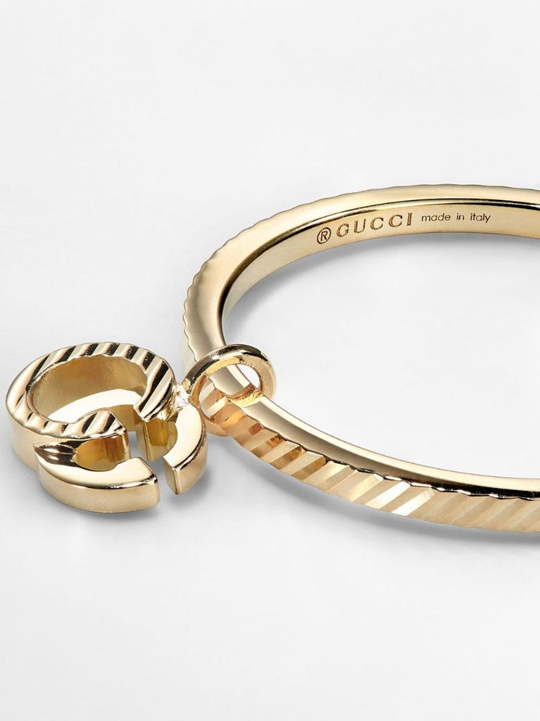 18k Yellow Gold Running Logo Ring