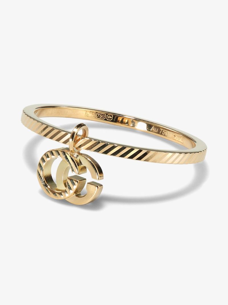 18k Yellow Gold Running Logo Ring