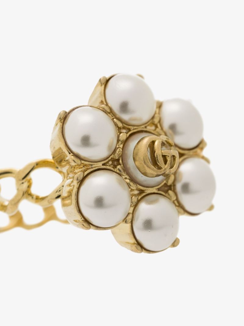 Gold-tone Pearl Double G Ring
