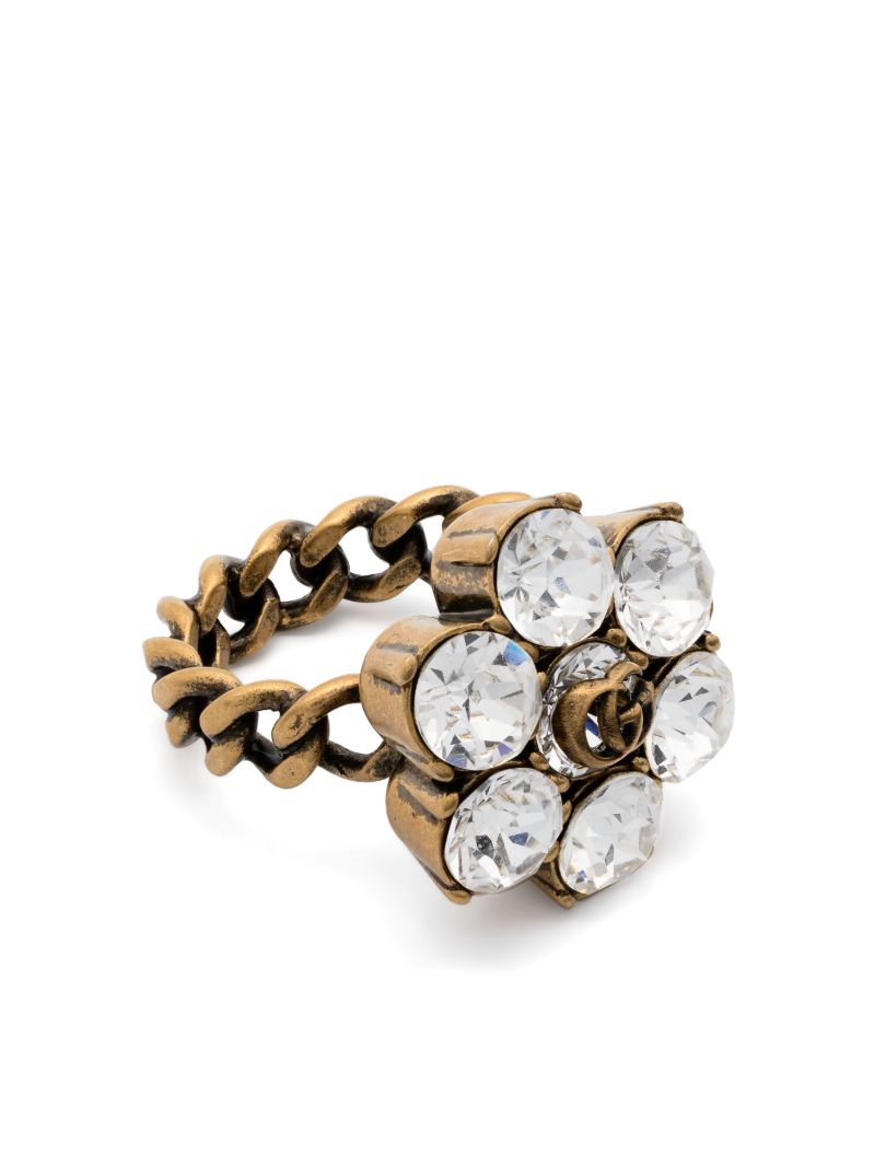 Gold-tone Marmont Crystal Cocktail Ring