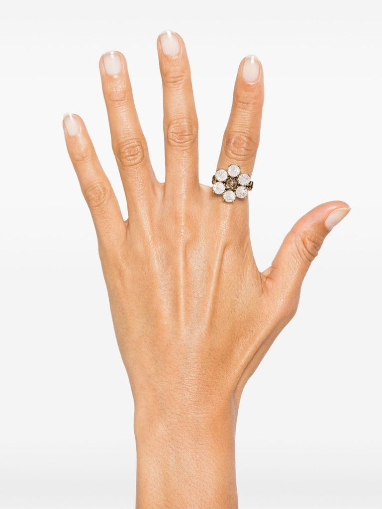 Gold-tone Marmont Crystal Cocktail Ring