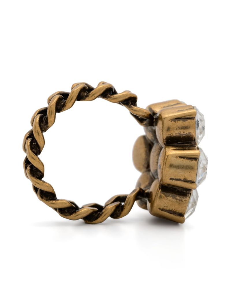 Gold-tone Marmont Crystal Cocktail Ring