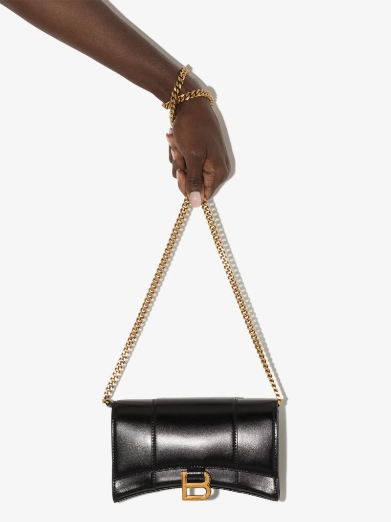 Black Hourglass Mini Leather Cross Body Bag