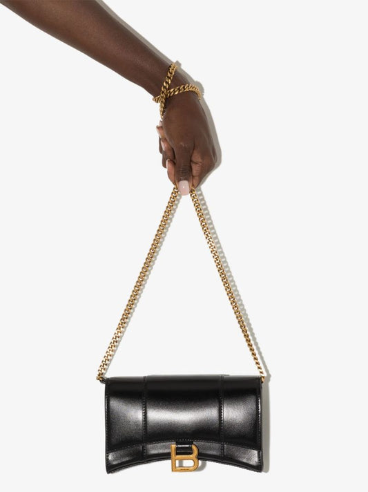 Black Hourglass Mini Leather Cross Body Bag